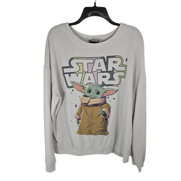 {Star Wars} Women's Plus Size Baby Yoda Print Sweatshirt- Size XXL - Picture 1 of 8
